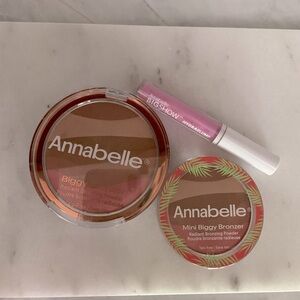 NWT Annabelle Biggy Bronzer + mini bronzer + pink lip gloss